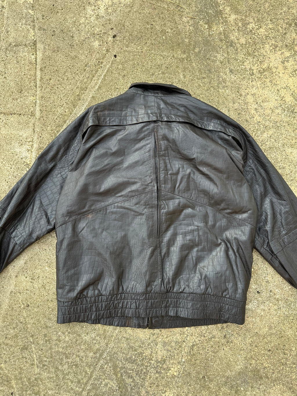 Brown leather jacket w/ crocodile patterns