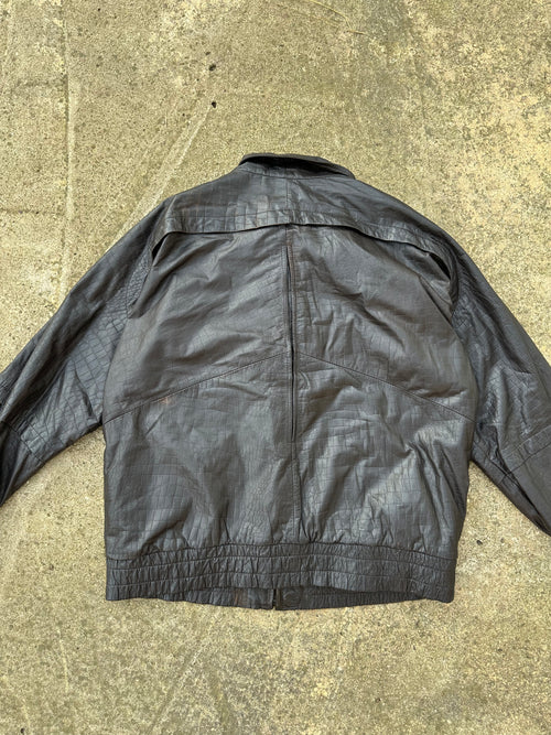 Brown leather jacket w/ crocodile patterns